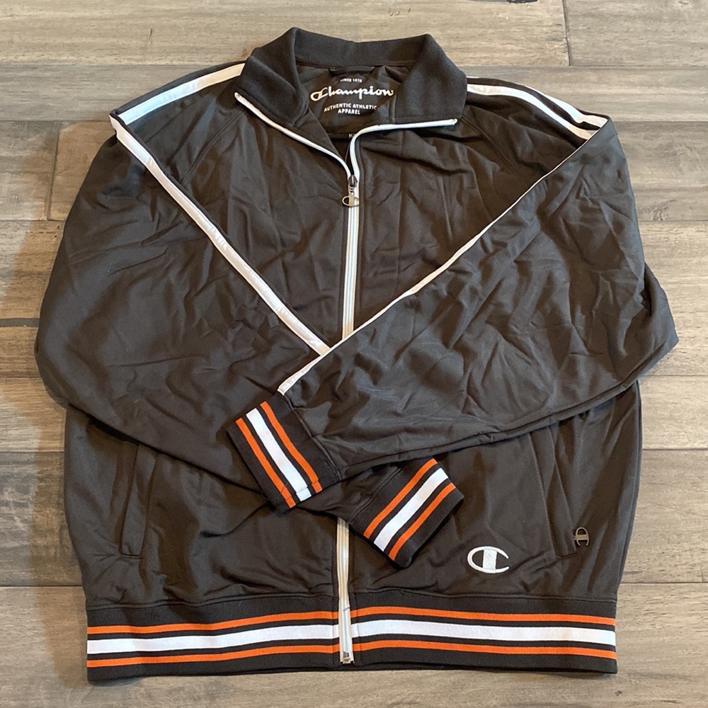Champion Poly Knit Taped Full Zip‎ Jacket Men’s Size Medium